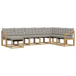 vidaXL Set di divani da esterno 8 pz Bianco e Grigio Chiaro