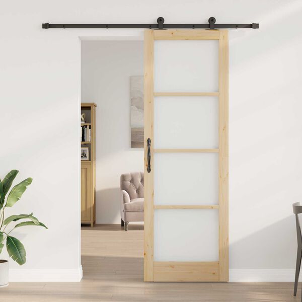 vidaXL Porta scorrevole ORKDAL Naturale e Nero 78 x 232 cm