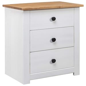 vidaXL Comodino Bianco 46x40x57 cm in Legno di Pino Panama Range