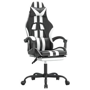 vidaXL Sedia da Gaming Girevole Poggiapiedi Nero e Bianco Similpelle