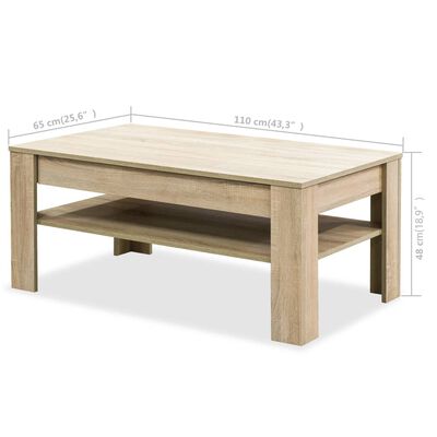 vidaXL Tavolino da Salotto in Legno Multistrato 110x65x48 cm Rovere