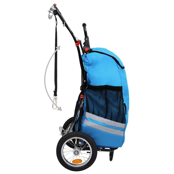 vidaXL Rimorchio Pieghevole da Bici con Borsa Spesa Blu e Nero