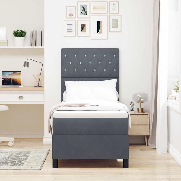 vidaXL Letto a molle con materasso Grigio scuro 80 x 200 cm Velluto