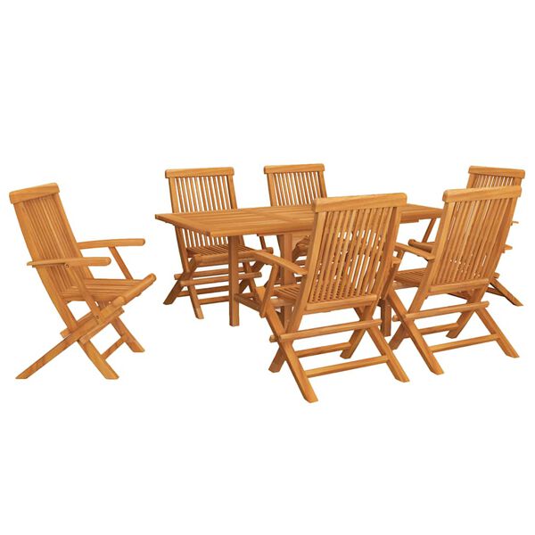 vidaXL Set da Pranzo da Giardino 7 pz in Legno Massello di Teak