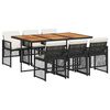 vidaXL Set da Pranzo da Giardino 7 pz Nero con Cuscini in Polyrattan