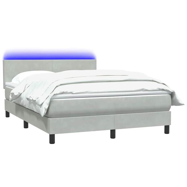 vidaXL Letto a Molle con Materasso e LED Grigio Chiaro 140x210cm Velluto