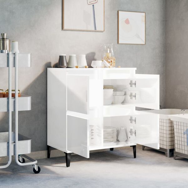 vidaXL Credenza Bianco Lucido 60x35x70 cm in Legno Multistrato