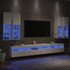 vidaXL Set Mobili TV a Muro 7 pz con Luci LED Bianco