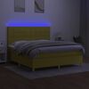 vidaXL Letto a Molle con Materasso e LED Verde 180x200 cm in Tessuto