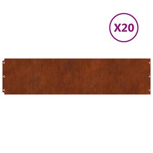 vidaXL Bordure per Prato 20 pz 25x103 cm Flessibile Acciaio Corten