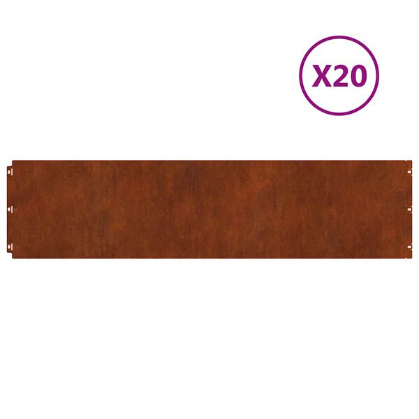 vidaXL Bordure per Prato 20 pz 25x103 cm Flessibile Acciaio Corten