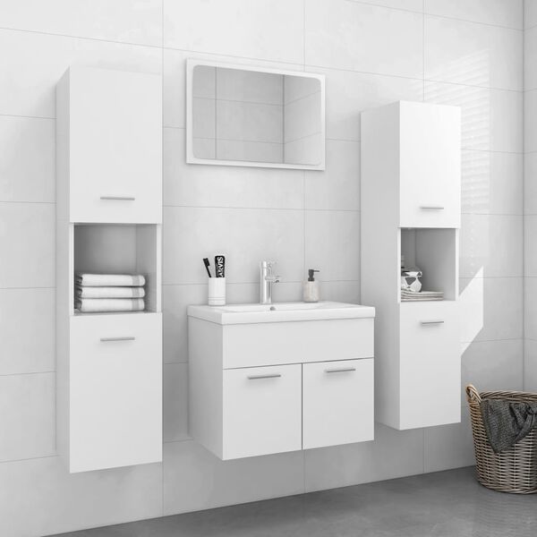 vidaXL Set Mobili da Bagno Bianco in Legno Multistrato