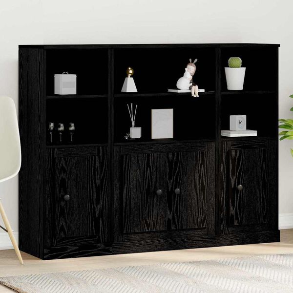 vidaXL Credenza Rovere Nero 132 x 35,5 x 103,5 cm Legno multistrato