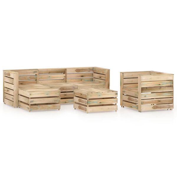 vidaXL Set Salotto da Giardino 6 pz in Legno di Pino Impregnato Verde