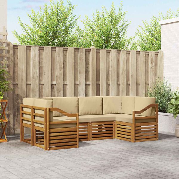 vidaXL Set divano sezionale 6 pcs Naturale Legno di Acacia Massello