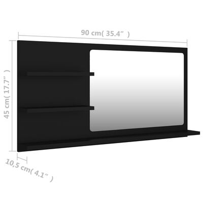 vidaXL Specchio da Bagno Nero 90x10,5x45 cm in Legno Multistrato