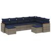 vidaXL Set Divani da Giardino 9 pz con Cuscini Grigio in Polyrattan