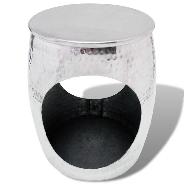 vidaXL Pouf/Tavolino a Forma di Barile in Alluminio Argento