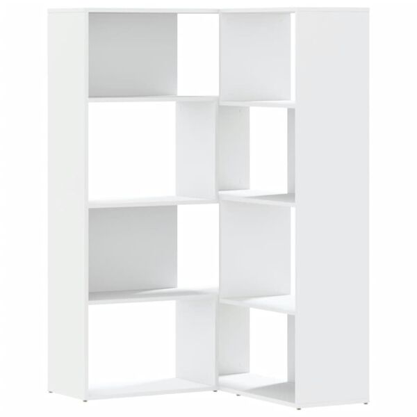 vidaXL Libreria Angolare 4Ripiani Bianca 85x85x140cm Legno Multistrato