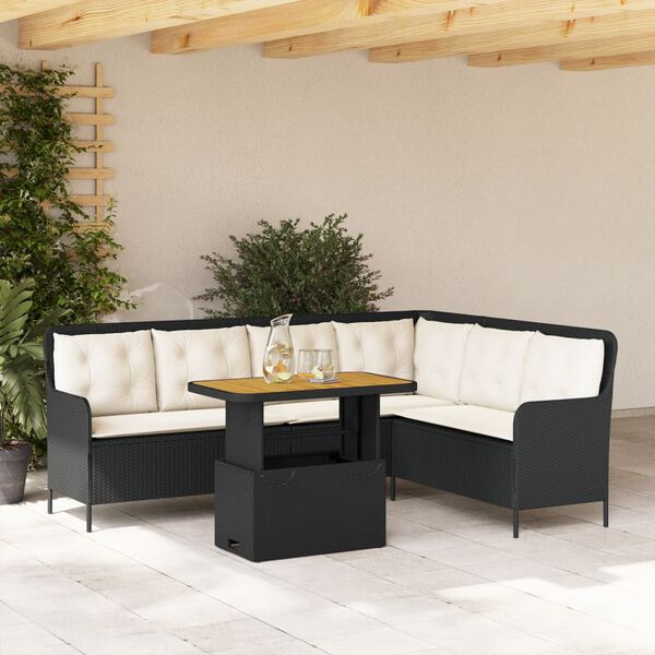 vidaXL Set Divani da Giardino 2 pz con Cuscini in Polyrattan Nero