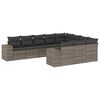 vidaXL Set Divano da Giardino 10 pz con Cuscini Grigio in Polyrattan