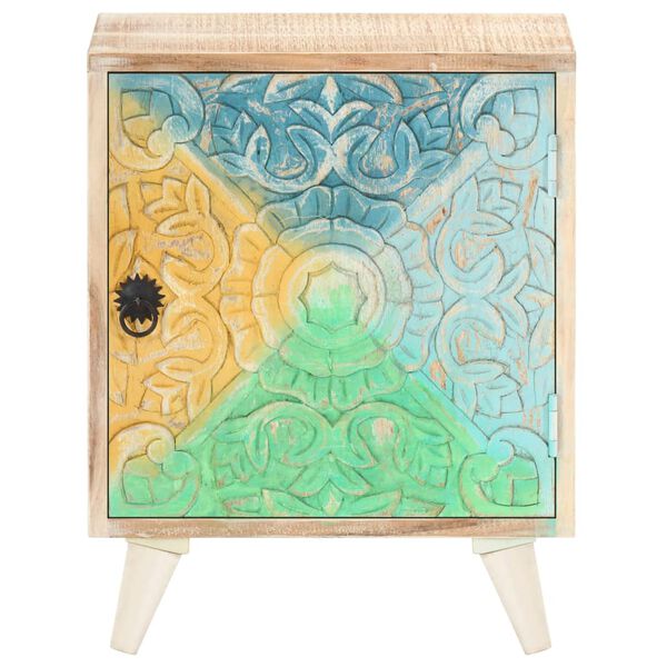 vidaXL Comodino Intagliato 40x30x50 cm in Legno Massello di Acacia