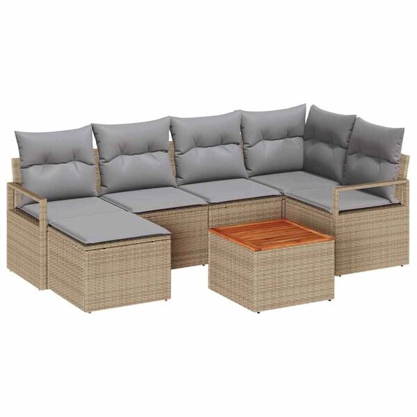 vidaXL Set Divano da Giardino 8 pcs Beige e Grigio Chiaro polyrattan