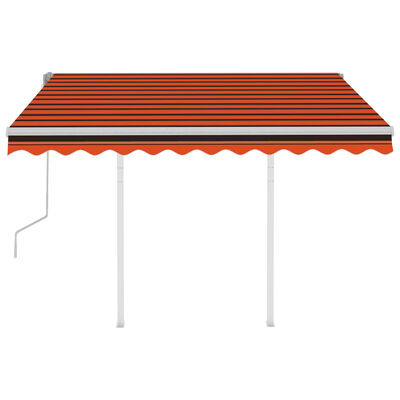 vidaXL Tenda Retrattile Manuale con Pali 3,5x2,5m Arancio e Marrone