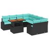 vidaXL Set Divano da Giardino 9 pz Nero Poly Rattan