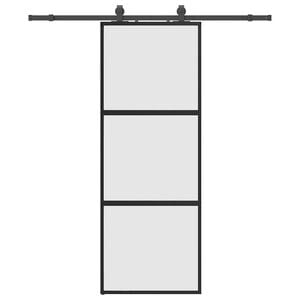 vidaXL Porta Scorrevole Set Ferramenta Nera 76x205 cm Vetro Temperato