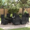 vidaXL Set da Pranzo per Giardino con cuscino 7 pcs Nero polyrattan
