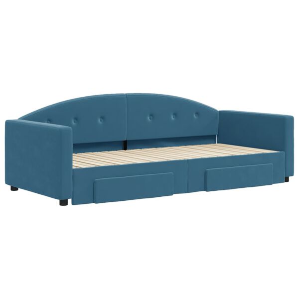 vidaXL Divano Letto Estraibile con Cassetti Blu 90x200 cm in Velluto