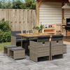 vidaXL Set da Pranzo da Giardino 9 pz con Cuscini in Polyrattan Grigio