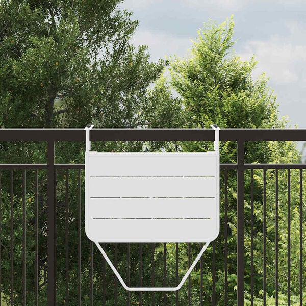 vidaXL Tavolo Appeso da Balcone Bianco 60 x 39 x 65 cm Acciaio