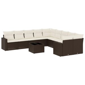 vidaXL Set Divani da Giardino 11 pz con Cuscini Polyrattan Marrone