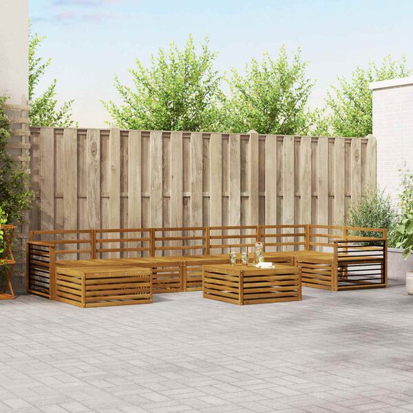 vidaXL Set divani 8 pcs Naturale Legno di Acacia Massello
