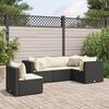 vidaXL Set Divani da Giardino 5 pz con Cuscini Nero in Polyrattan