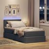 vidaXL Letto con contenitore e LED Grigio scuro 90 x 190 cm Tessuto