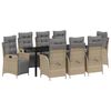 vidaXL Set da Pranzo per Giardino con cuscino 9 pcs Beige polyrattan