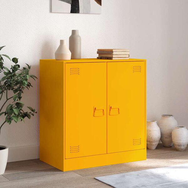 vidaXL Credenza Giallo Senape 67x39x73 cm in Acciaio