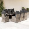 vidaXL Set da Pranzo da Giardino 9 pz con Cuscini in Polyrattan Grigio