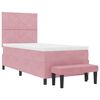 vidaXL Letto a molle con materasso Rosa 90 x 200 cm Velluto