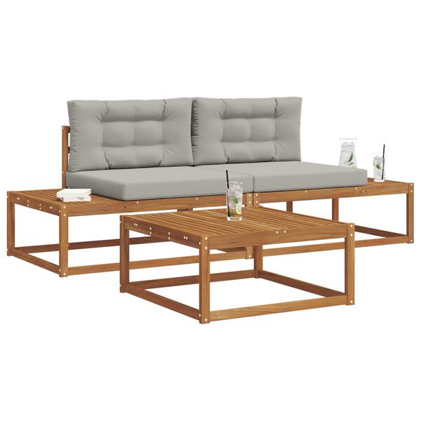 vidaXL Set di divani da esterno 3 Pezzo Grigio Naturale e Chiaro