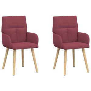 vidaXL Sedie da pranzo 2 pcs Tessuto Rosso Vino 60 x 56 x 96 cm