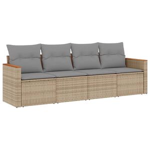 vidaXL Set Divano da Giardino 4 pz con Cuscini Beige Misto Polyrattan
