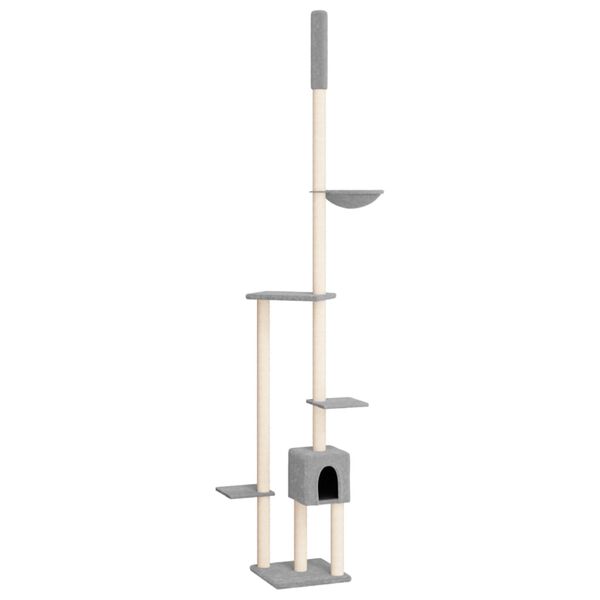 vidaXL Albero per Gatti Pavimento Soffitto Grigio Chiaro 258,5-284,5cm