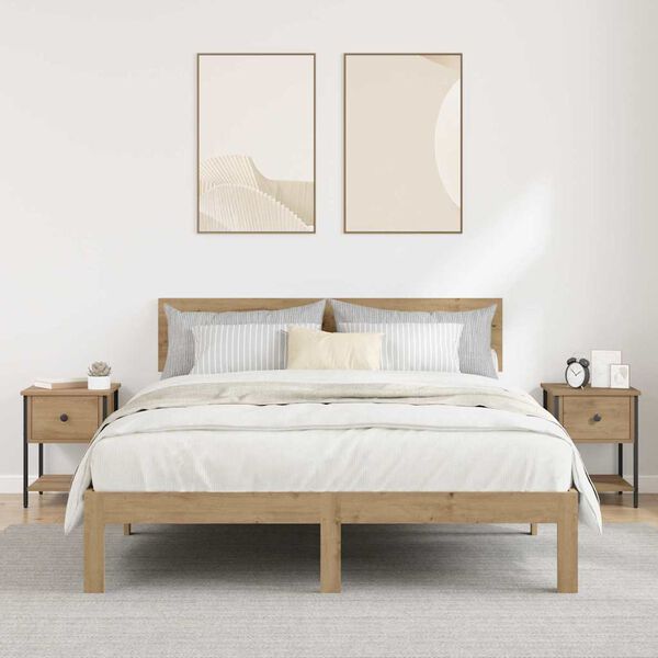 vidaXL Comodino 2 pcs Rovere artigianale 34 x 35,5 x 45 cm