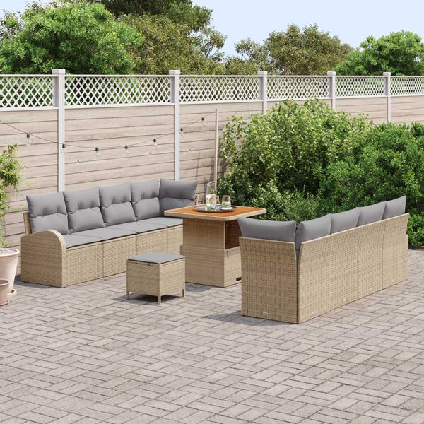 vidaXL Set Divano da Giardino con cuscino 11 pcs Beige e Grigio Chiaro