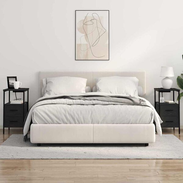 vidaXL Armadio da Notte Rovere Nero 30 x 48 x 61 cm Legno multistrato