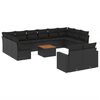 vidaXL Set Divani da Giardino 13pz con Cuscini Nero in Polyrattan